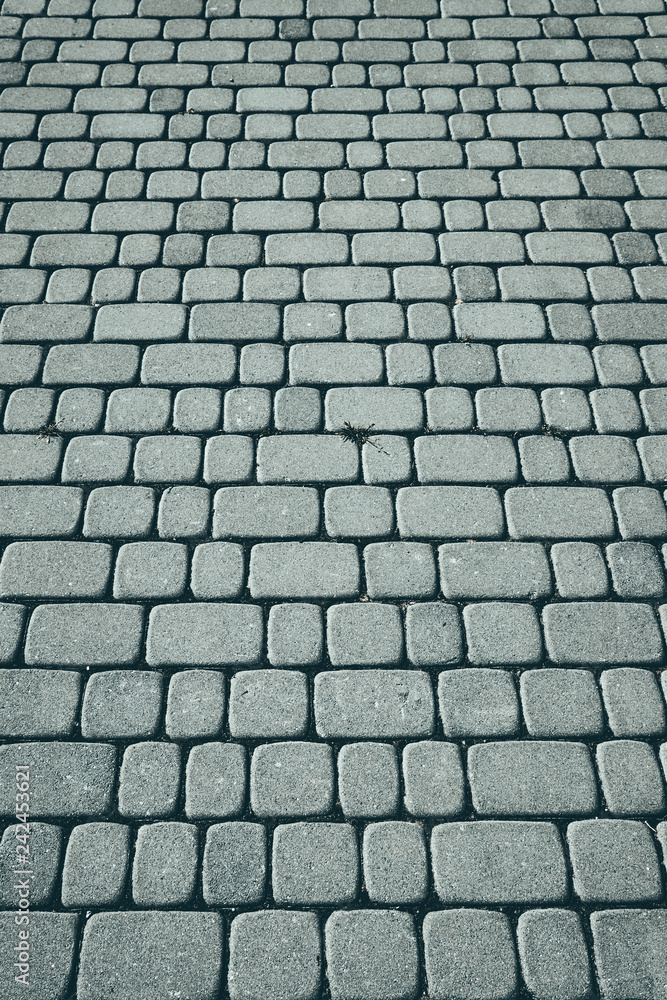 Cobblestone background, focus on the front, color toning applied.