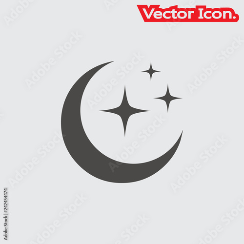 moon star icon isolated sign symbol and flat style for app, web and digital design. Vector illustration.