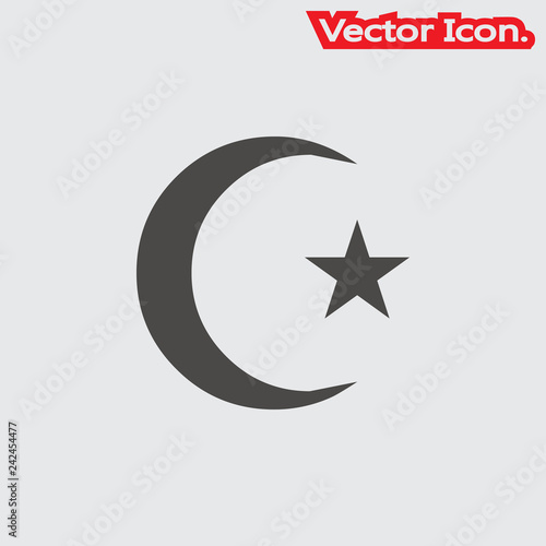 moon star icon isolated sign symbol and flat style for app, web and digital design. Vector illustration.