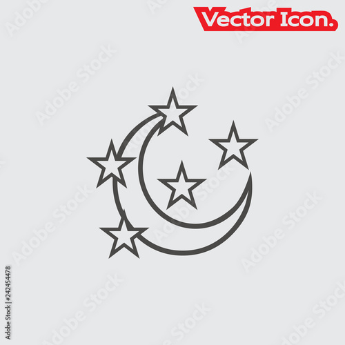 moon star icon isolated sign symbol and flat style for app, web and digital design. Vector illustration.