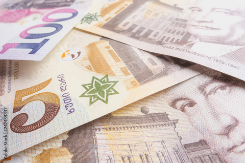 Georgian national money. Georgian lari banknotes.