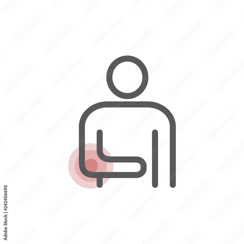 Painful elbow line icon. Vector sign for web graphic. Painful elbow line icon. Vector sign for web graphic.