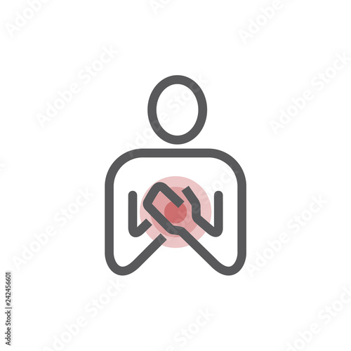 Breast pain line icon. Vector sign for web graphic.