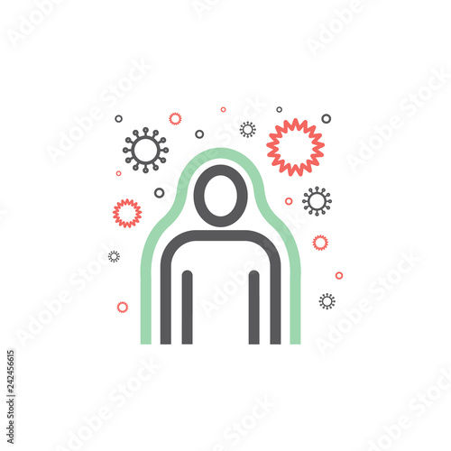 Immunity system line icon. Human immune system vector design. Virus and bacteria illustration
