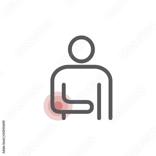 Painful elbow line icon. Vector sign for web graphic.