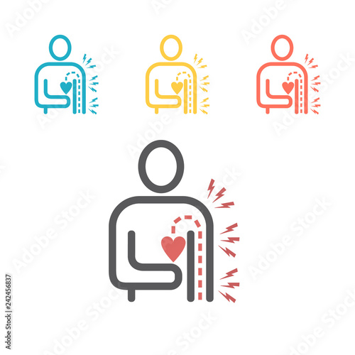 Heart pain line icon. Vector sign for web graphics.