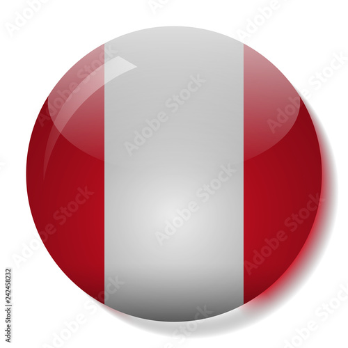 Peruvian flag glass button vector illustration