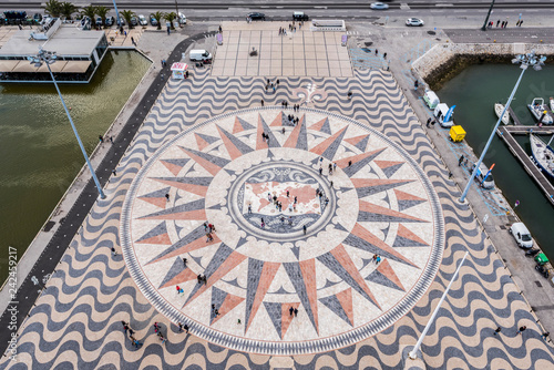 The wind rose on the square of the monument to the discoveries in Lisbon