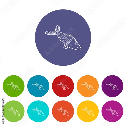 Fish icons color set vector for any web design on white background