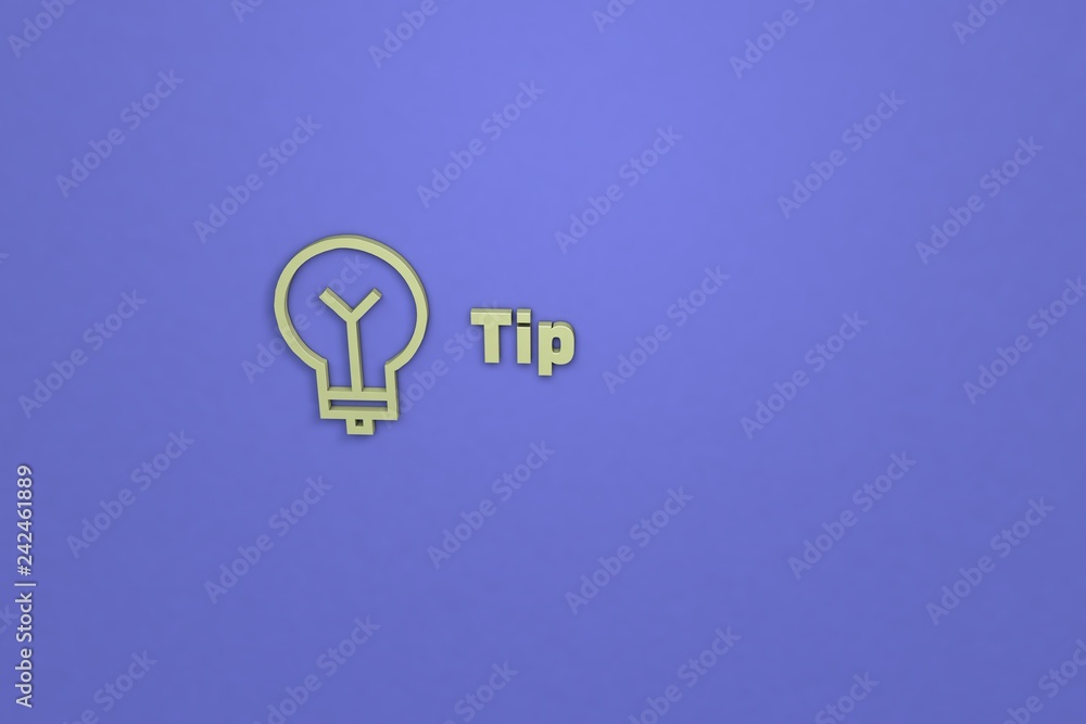 Text Tip with green 3D illustration and blue background Text Tip with green 3D illustration and blue background