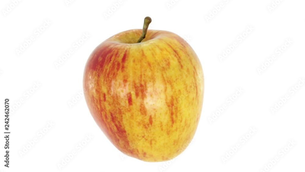 Realistic render of a rotating Fuji apple on white background. The video is seamlessly looping Realistic render of a rotating Fuji apple on white background. The video is seamlessly looping