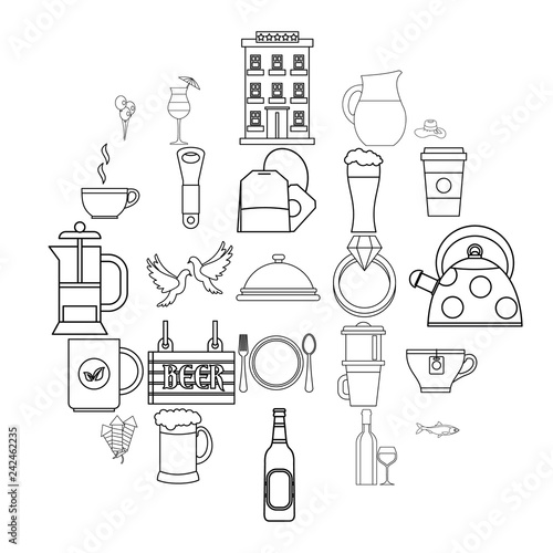 Spirit icons set. Outline set of 25 spirit vector icons for web isolated on white background