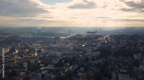 Cityscape of Bratislava, city center. Aerial view photo