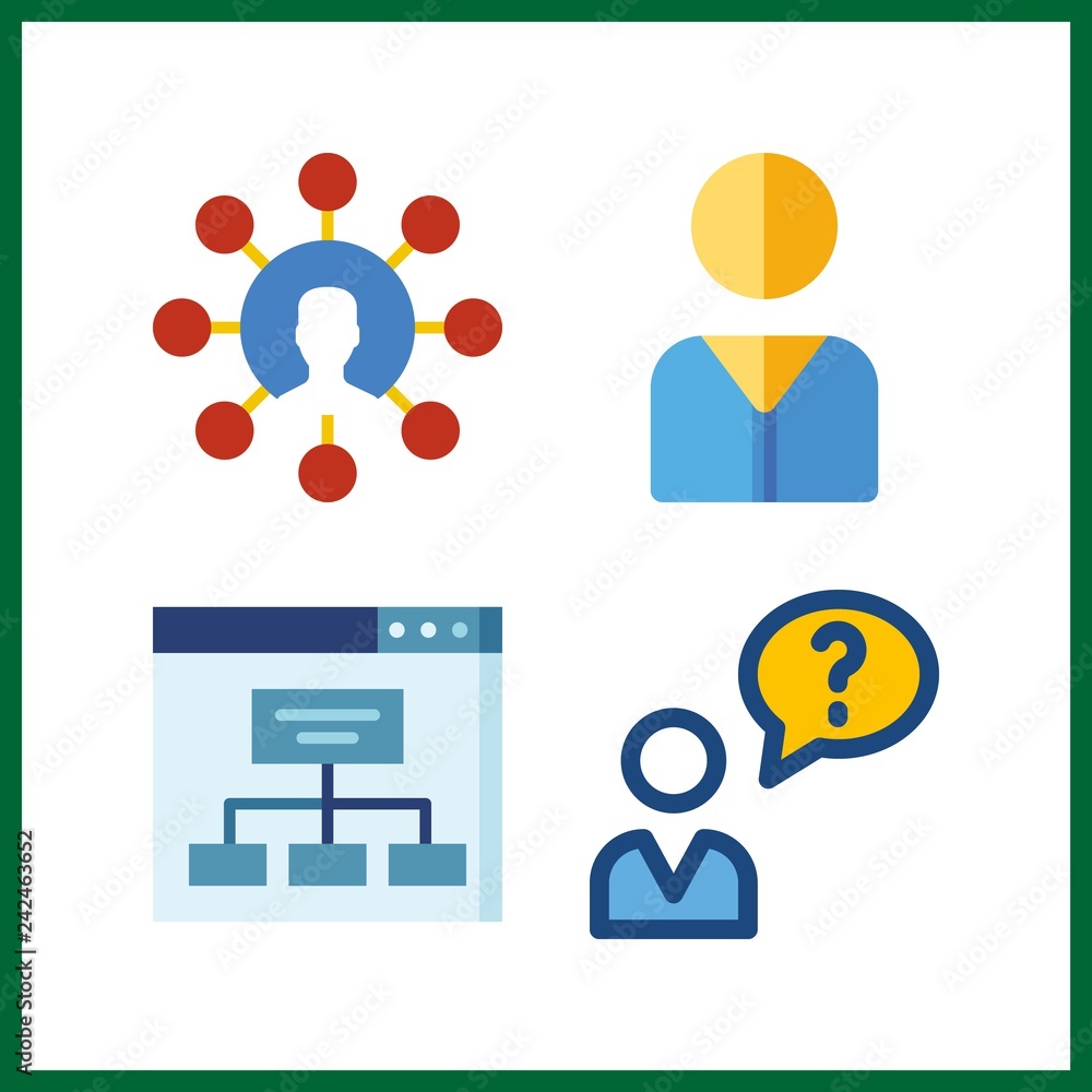 4 usability icon. Vector illustration usability set. user and sitemap icons for usability works 4 usability icon. Vector illustration usability set. user and sitemap icons for usability works
