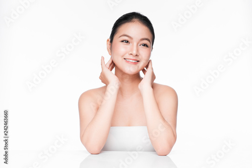 Youth and Skin Care Concept. Beauty Spa Asian Woman with perfect skin Portrait.