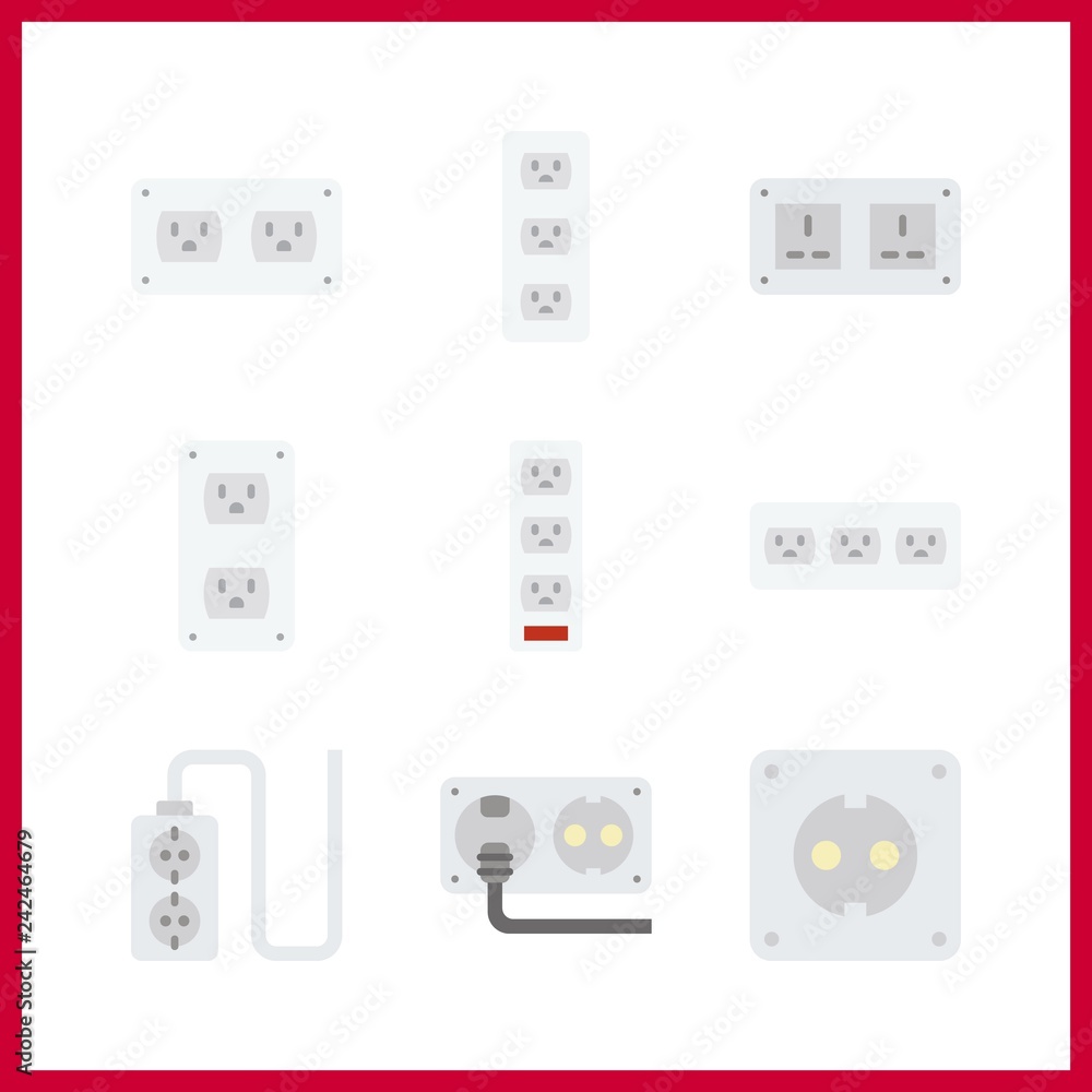 9 switch icon. Vector illustration switch set. socket icons for switch works 9 switch icon. Vector illustration switch set. socket icons for switch works