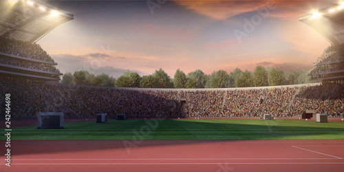 Running track. 3D illustration. Professional athletics stadium