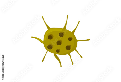 Virology vector illustration: cartoon virus isolated. Virus icon.