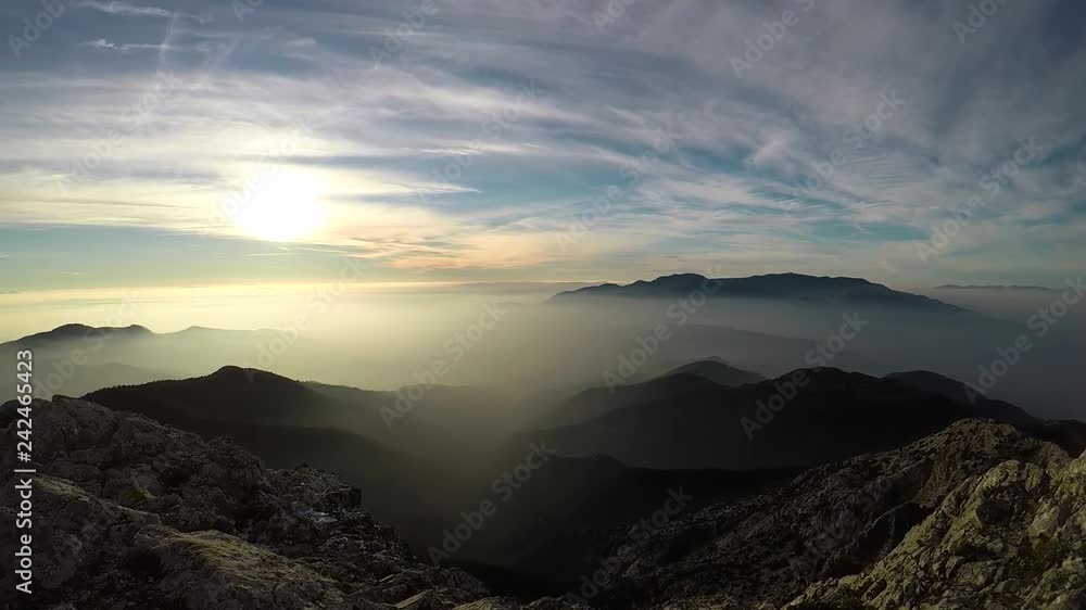 A view from the top of the mountain, above the clouds. Sunset view. Kemalpasa / Izmir A view from the top of the mountain, above the clouds. Sunset view. Kemalpasa / Izmir