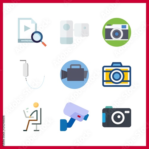 9 camera icon. Vector illustration camera set. skype and system icons for camera works