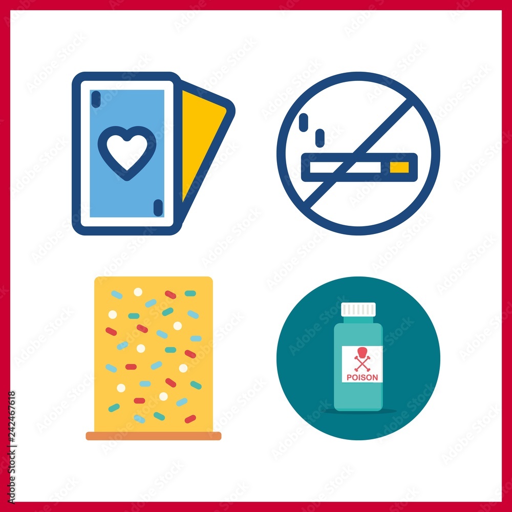 4 risk icon. Vector illustration risk set. poison and no smoking icons for risk works 4 risk icon. Vector illustration risk set. poison and no smoking icons for risk works