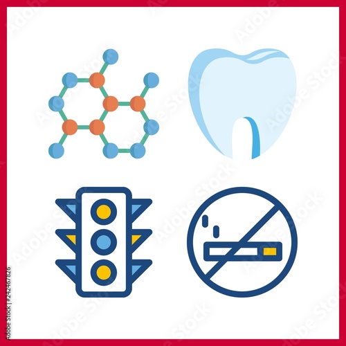 4 warning icon. Vector illustration warning set. no smoking and toot icons for warning works