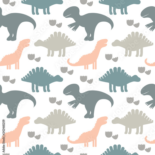 Vector illustration. Children cute seamless pattern with silhoue
