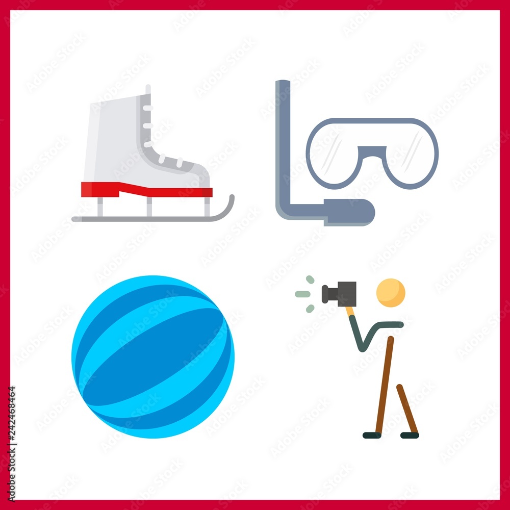 4 hobby icon. Vector illustration hobby set. aqualung and ball icons for hobby works 4 hobby icon. Vector illustration hobby set. aqualung and ball icons for hobby works