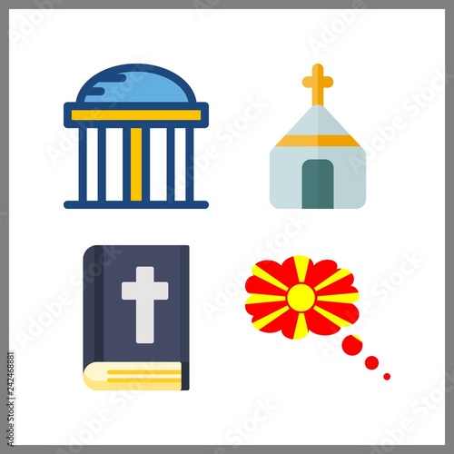 4 holy icon. Vector illustration holy set. temple and church icons for holy works