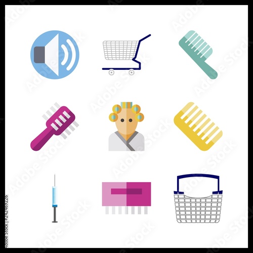 9 salon icon. Vector illustration salon set. comb and hair curler icons for salon works