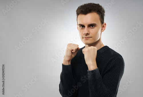 Young man with fighting spirit photo