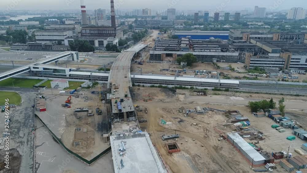 Construction of roads and buildings on the territory of the former factory. Aerial video shooting. Construction of roads and buildings on the territory of the former factory. Aerial video shooting.