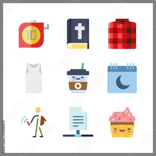 9 copy icon. Vector illustration copy set. cupcake and bible icons for copy works
