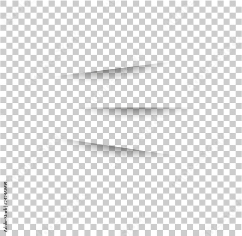 Vector realistic Cuts in paper sheet with a shadow on transparent background. 3d incision in the paper. Template for your design.