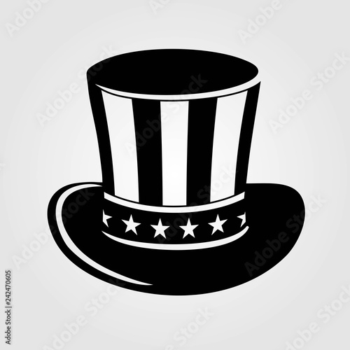 Uncle Sam's hat icon isolated on white background. Vector illustration.