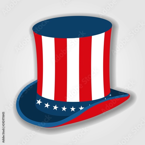 Uncle Sam's hat icon isolated on white background. Vector illustration.