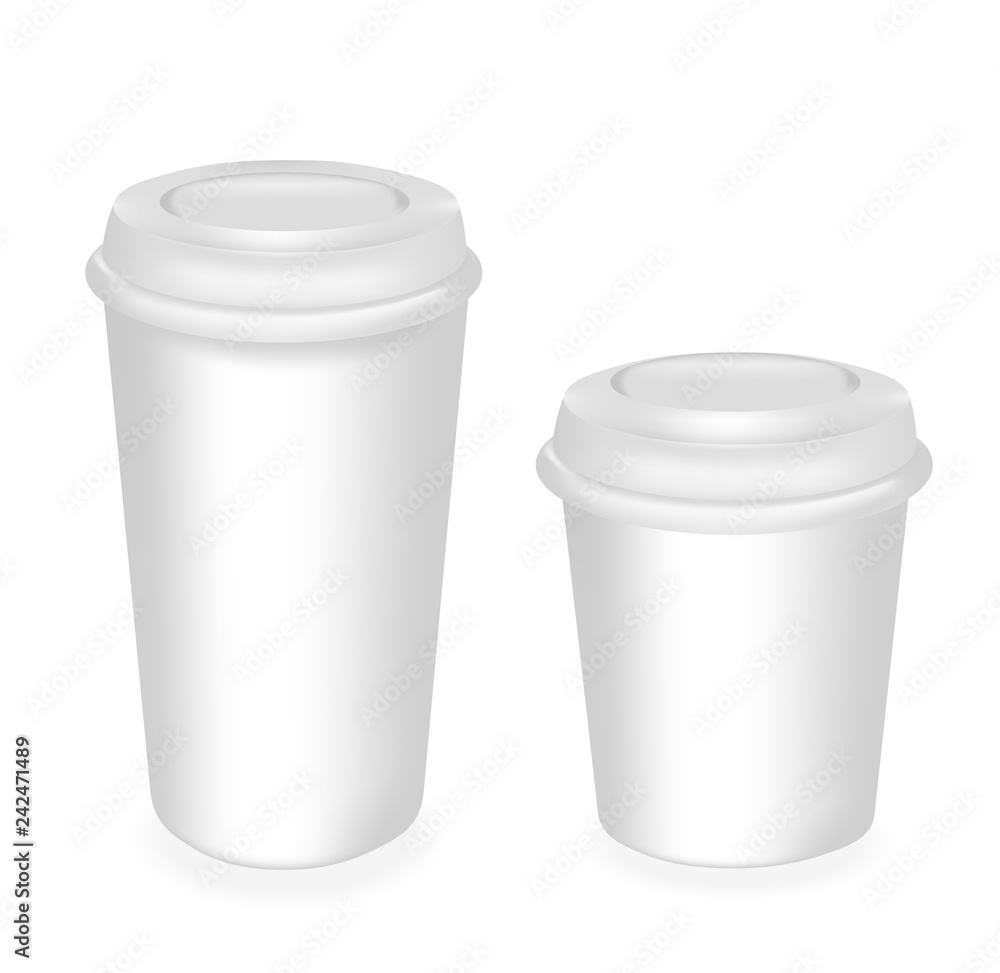 two vector realistic cups with a lid. High and small. cap for drinks, desserts and yogurt. Vector illustration. mockup container. 3D. EPS10. two vector realistic cups with a lid. High and small. cap for drinks, desserts and yogurt. Vector illustration. mockup container. 3D. EPS10.