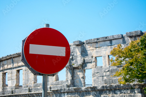 Red trespassing traffic sign