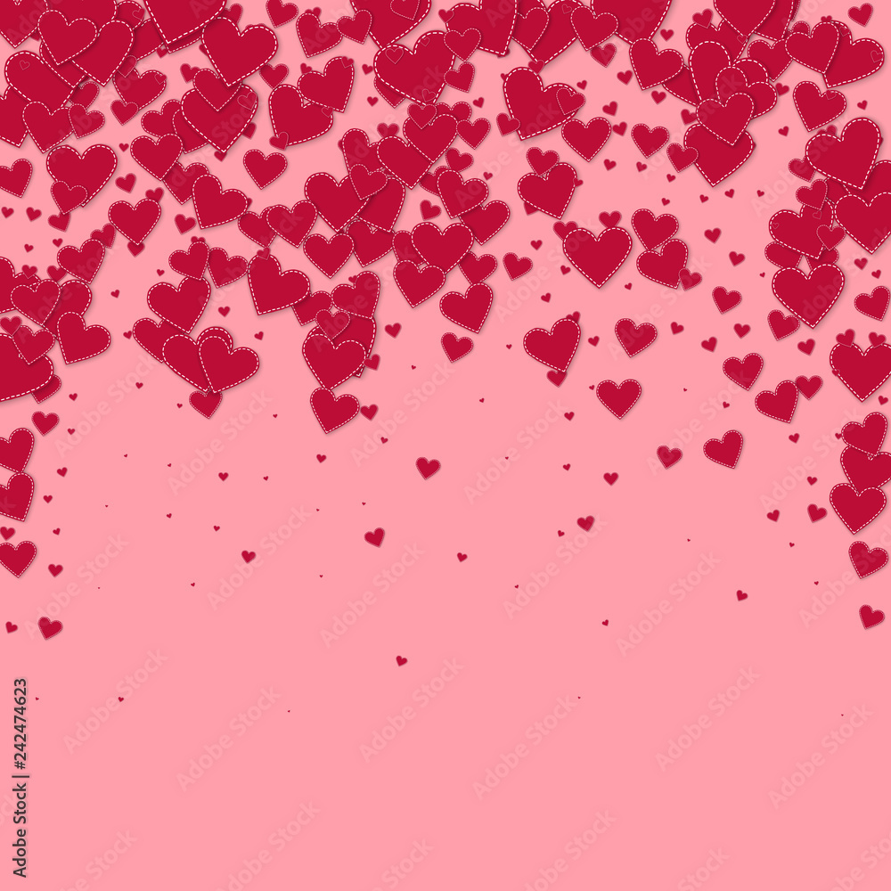 Red heart love confettis. Valentine's day falling 