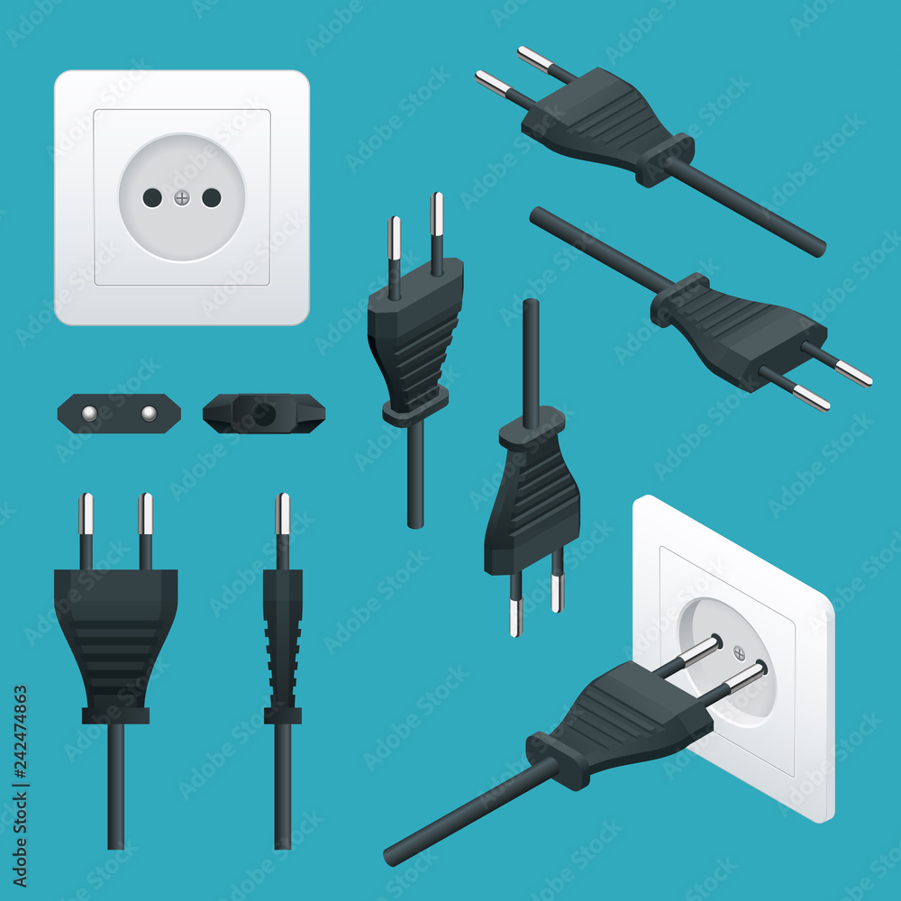 Set od Plugs and Sockets Type C. Used in Europe, with the exception of