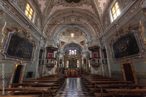 Curch Sanctuary of the SS Pieta, Interior, nave, Cannobio, Lago Maggiore, Verbano-Cusio-Ossola Province, Piedmont Region, Italy, Europe