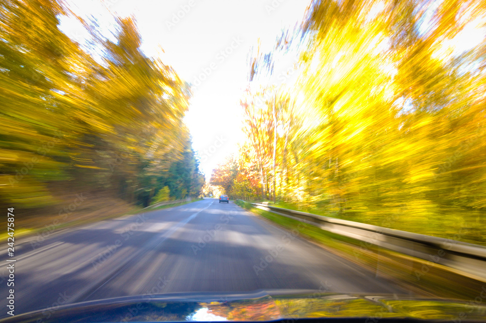 Autumn road road drivng Autumn road road drivng