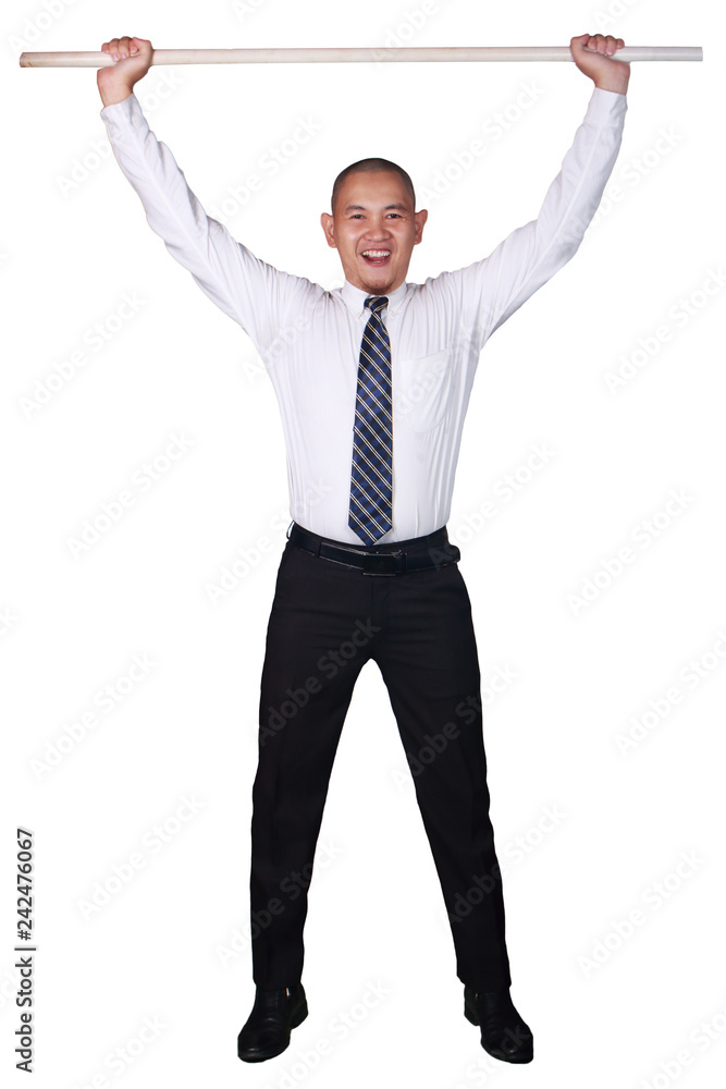 Young Asian Businessman Hold the Load, Smiling Expression