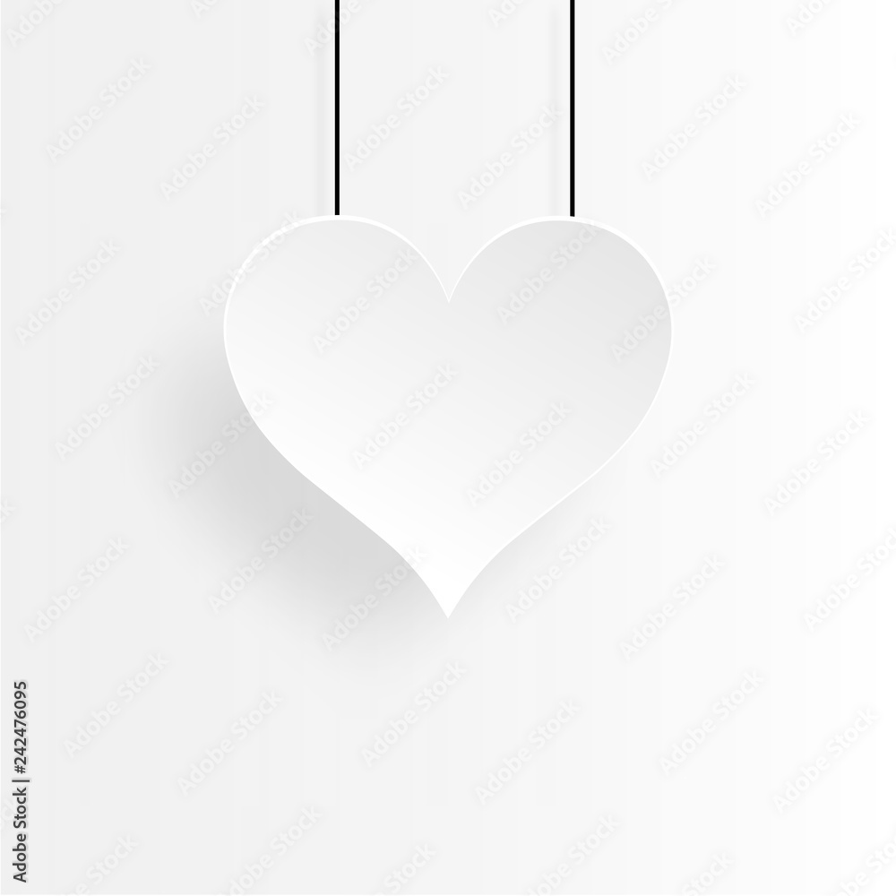 Paper white heart and white background Paper white heart and white background
