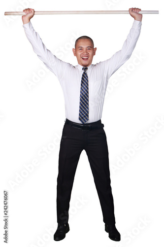 Young Asian Businessman Hold the Load, Smiling Expression