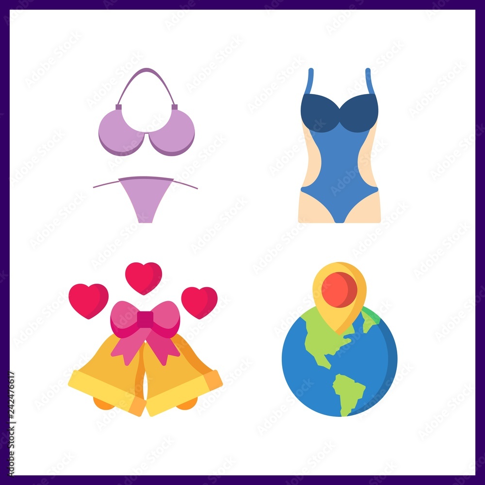 4 sea icon. Vector illustration sea set. destination and bikini icons for sea works 4 sea icon. Vector illustration sea set. destination and bikini icons for sea works