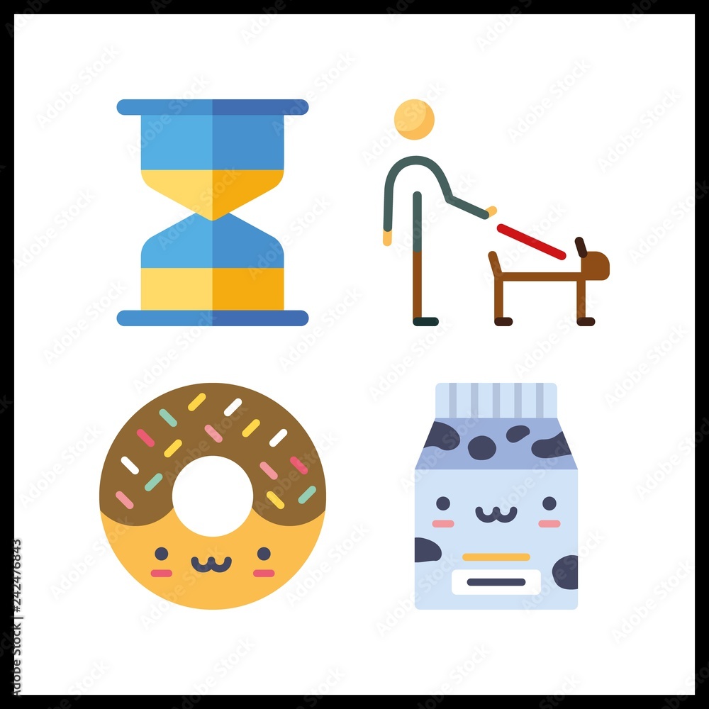 4 falling icon. Vector illustration falling set. donut and milk icons for falling works 4 falling icon. Vector illustration falling set. donut and milk icons for falling works