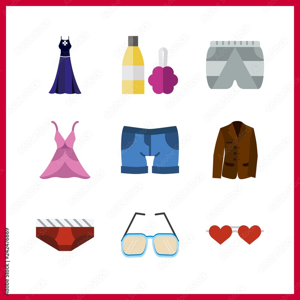 9 hair icon. Vector illustration hair set. dress and shorts icons for hair works 9 hair icon. Vector illustration hair set. dress and shorts icons for hair works