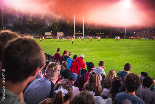 Soccer or rugby supporters in the stadium during match