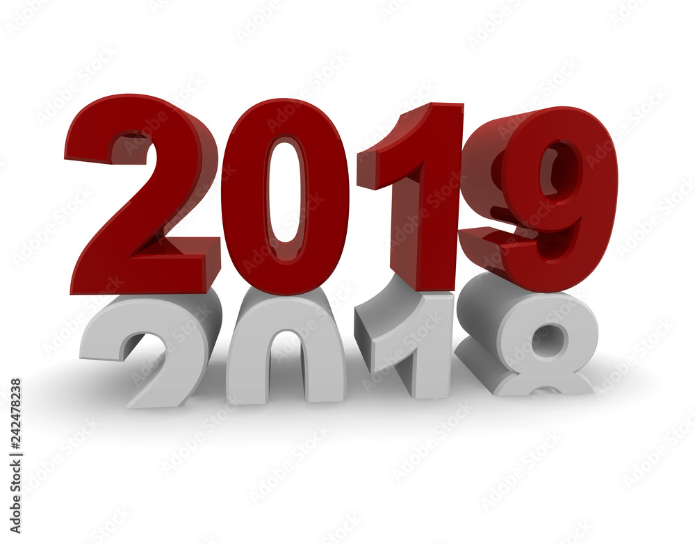 New Year 2019 concept 3d image New Year 2019 concept 3d image